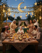 Islamic Round Crescent Frame with Hanging Golden Dome Showpiece
