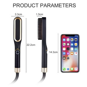 Mini Hair Straightener Brush Hot Comb Iron Ceramic